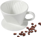 Mongdio Pour Over Coffee Maker, Ceramic Pour Over Dripper, Coffee Pour Over with 3 Holes Flat Bottom, Coffee Accessories for Home, Size 02 White