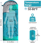 oaskys Camping Sleeping Bag - 3 Season Warm & Cool Weather - Summer Spring Fall Lightweight Waterproof for Adults Kids - Camping Gear Equipment, Traveling, and Outdoors