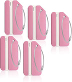 Aluminum Luggage Tags, Luggage Tag Holders for Travel Luggage Baggage Identifier by Ovener (5Pack Pink)