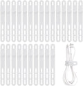 Oligei 25 Pcs Silicone Cable Ties, Cable Ties Reusable, High Elasticity Cord Wraps for Electrical Cords, Cord Organizer for Earphone, Phone Charger(White)
