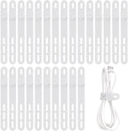 Oligei 25 Pcs Silicone Cable Ties, Cable Ties Reusable, High Elasticity Cord Wraps for Electrical Cords, Cord Organizer for Earphone, Phone Charger(White)