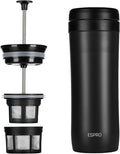 ESPRO P1 12 Ounces French Press Coffee Maker for Travel, Double-Walled Stainless Steel Vacuum Insulated, Matte Meteorite Black