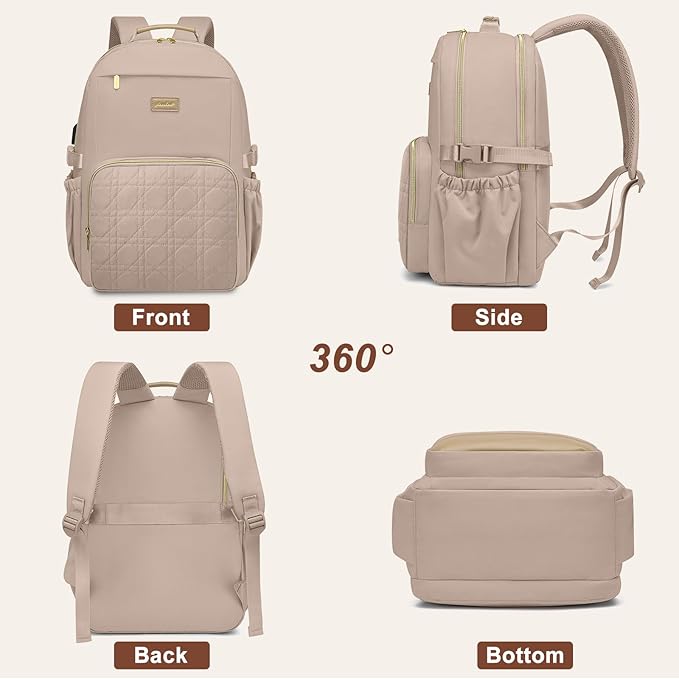 Focdod Laptop Backpack for Women Bookbag: 15.6 inch Work Backpacks with Pouch Pocket for Large Capacity Cup & USB Charger College Book Bag Travel Business Nurse Teacher Bookbags Anti-theft Back Pack