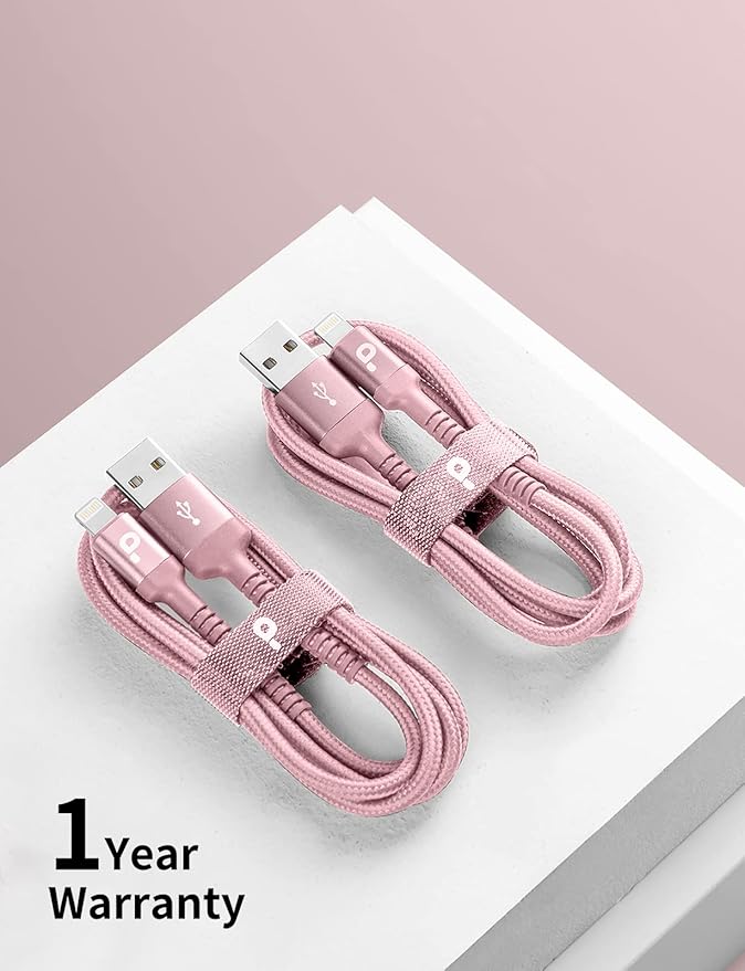 Long iPhone Charger 10FT, 2Pack Lightning Cable [Apple MFi Certified] iPhone Charger Cord USB to Lightning Cable Compatible with iPhone 14/13/12/11 Pro Max/XS MAX/XR/8/7/Plus/6S/5S/iPad (Pink)