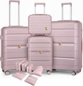 Somago Luggage Sets and Packing Cube Travel Set Lightweight Hardside Polypropylene Suitcases with Double Spinner Wheels and TSA Lock,Nude Pink