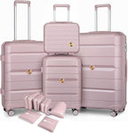 Somago Luggage Sets and Packing Cube Travel Set Lightweight Hardside Polypropylene Suitcases with Double Spinner Wheels and TSA Lock,Nude Pink