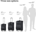 Hanke Luggage Sets 2 Piece Softside Expandable Luggage With Spinner Wheels TSA Lock,Travel Luggage Rolling Suitcase Checked Luggage Black(20/28)