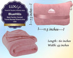 BlueHills Premium Soft Mini Plush Travel Blanket Value Pack Set of 2 - Airplane Travel Essential Flight Blanket Throw in a case with Strap Compact for Car Plane Travel Gift –Pink and Teal Blue.