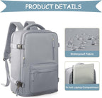 WONHOX Large Travel Backpack Women, Carry On Backpack,Hiking Backpack Waterproof Outdoor Sports Rucksack Casual Daypack with USB Charging Port Shoes Compartment, Grey