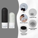 vodvob 16 Pack Travel Bottles Set for Toiletries, TSA Approved Travel Containers Leak Proof Silicone Squeezable Travel Accessories 2oz 3oz for Shampoo Conditioner Lotion Body Wash (BPA Free) (black)