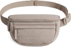 BAGSMART Fanny Packs for Women Cross Body, Lightweight Puffy Belt Bag with Multi Pockets Quilted Purse for Traveling Hiking Camel