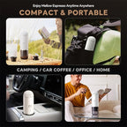 Portable Electric Espresso Machine, Travel Coffee Maker for Camping, On the Go Car Coffee Maker Self-Heating with USB-C, With Ground Coffee & N Espresso Capsule for RV/Hiking/Office, White