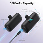 [2-Pack]Mini Portable Charger for iPhone,Upgraded 5000mAh PD Fast Charging Battery Pack,LCD Display Cute Power Bank Portable Phone Charger for iPhone 14/14 Pro Max/13/13 Pro/12 Pro/11/XS/XR/X/8/7