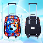 18" Kids Suitcase for Boys, Soccer Toddler Carry on Luggage Set, Cool Football Travel Rolling with Wheels (Fire)