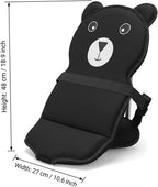 Cartoon Bear Kids Suitcase Seat with Safety Strap, Toddler Travel Essential, Luggage Seat for Family Travel, Comfortable Ride for Kids, Black