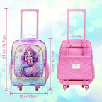Girls Suitcase, 18" Kids Carry on Luggage With Wheels, Mermaid Suitcases for Toddler Children(Pink)