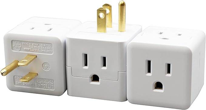 Projectpak 3 Outlet Wall Adapter Travel Cube – Grounder Splitter Turns One Outlet into Three | 3 Pack
