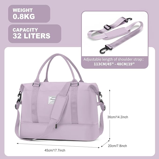 Travel Duffel Bag, Sports Tote Gym Bag, Shoulder Weekender Overnight Bag for Women