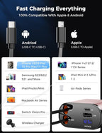 SUPERONE 【Upgraded】 Retractable Car Charger 4 in 1, Fast Car Phone Charger with Cord 2.6ft, USB C Car Charger Adapter, Compatible with iPhone 17/16/15/15 Pro Max/14/13/12/11, Galaxy, Pixel