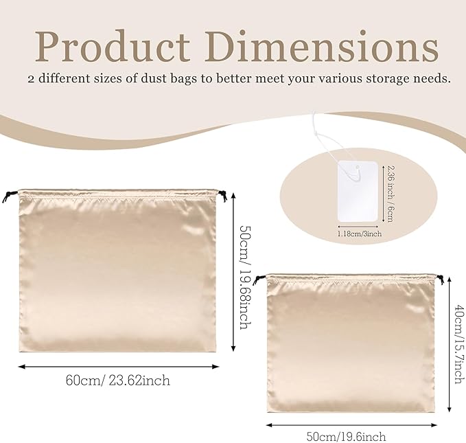 P Pothuiny 2 Pcs Satin Dust Bags for Handbags