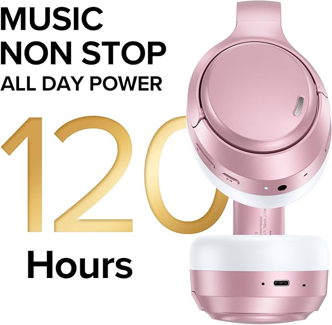 Hybrid Active Noise Cancelling Headphones 120H Long Playtime, 6 ENC Mic, Wireless Over-Ear Bluetooth 6.0 Headphones, Hi-Res Audio, Memory Foam Earcup, Transparency Mode ANC Headphone for Travel Office