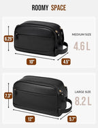 Large PU Leather Toiletry Bag for Men - Water Resistant Travel Bag for Toiletries, Bathroom Essentials, Accessories - Black