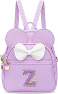 KKXIU Girls Initial Bowknot Cute Mini Backpack for Toddler, Travel Small Girl Backpacks, Personalized Birthday Gifts for Little Girls and Kids(Z, Purple)
