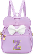 KKXIU Girls Initial Bowknot Cute Mini Backpack for Toddler, Travel Small Girl Backpacks, Personalized Birthday Gifts for Little Girls and Kids(Z, Purple)