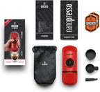 WACACO Nanopresso Portable Espresso Maker, Upgrade Version of Minipresso, 18 Bar Pressure, Red Patrol Edition, Small Travel Coffee Maker, Manually Operated, Compatible with Ground Coffee