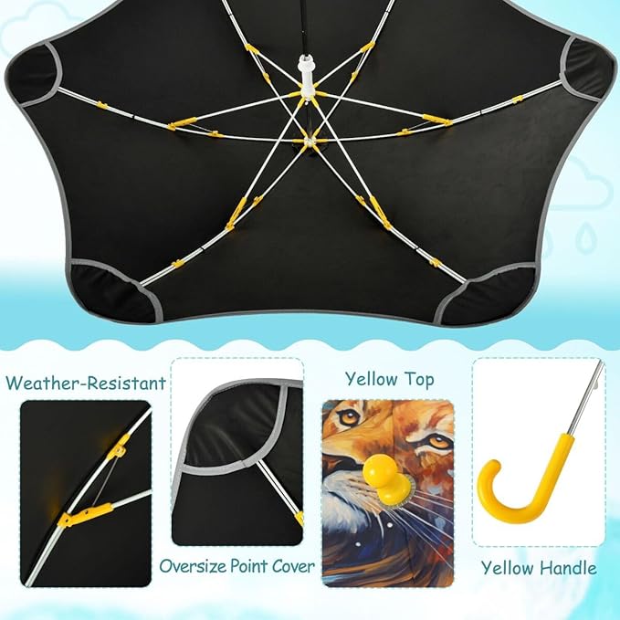 ALAZA Kids Umbrella Stick Umbrellas Cute Umbrella for Boys Girls Toddler UV/Sun Rain Windproof