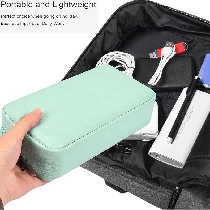 CAAORDKSO Electronic Organizer Travel Cable Accessories Bag, Electronic Organizer Case, Electronic Accessories Organizer Bag for Cable, Cord, Charger, Phone, Power Bank, Earphone (Big-Mint Green)