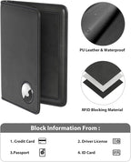 Stouchi AirTag Passport Holder, Slim Passport Holder Family with Airtag Slot, RFID Passport Wallet Cover for Men, PU Leather Passport Case, Anti-Lost Travel Accessories, Black