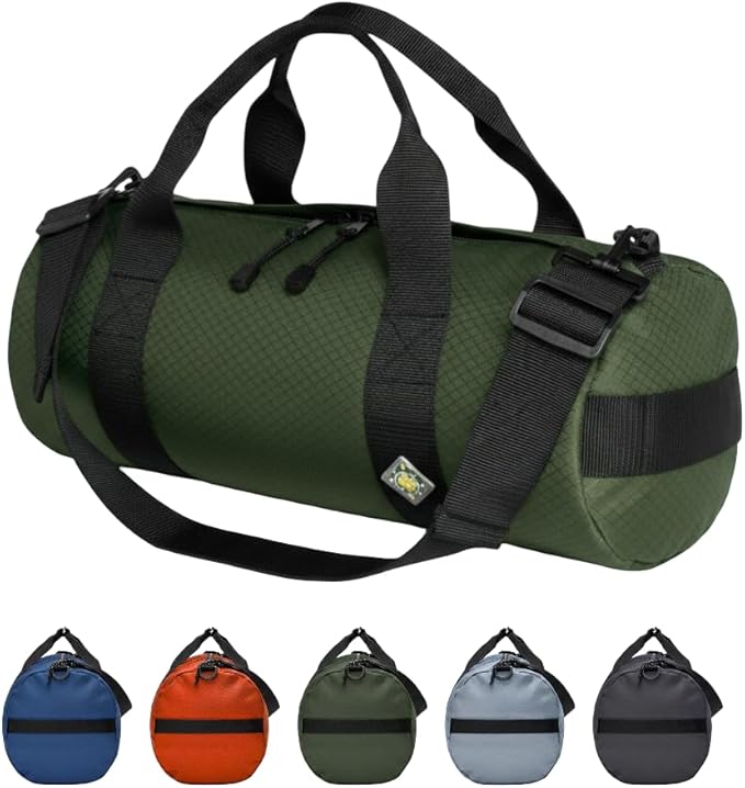 14L Compact Duffel Bag, Heavy-Duty Gear Bag, 1050D Tuff Cloth, Diamond Ripstop, Reinforced Stitching - Green (08" x 18")