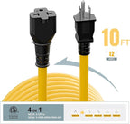 [10-Feet] NEMA 5-15P to 5-15R/ 5-20R/ 6-15R/ 6-20R AC Adapter, Plugrand 12AWG 15 Amp Household AC Plug to 20 Amp T Blade Adapter Cable, 15A 125V to 20A 250V Extension Cable, 10FT
