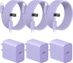 iPhone Charger Fast Charging 10FT iPhones 17 16 15 Charger 3 Pack Type C Chargers USB C Chargerwith iPhone Air 17/17 Plus/17 Pro/17 Pro Max/16/16 Plus/16 Pro/16 Pro Max(Purple)