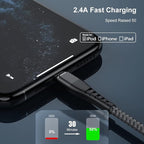 Essri 2Pack for iPhone Charger Cord 6FT, Lighting Cable 6 Feet to USB Charging Cable, Nylon Braided Charging Cord 6 Foot Compatible with iPhone 14 13 12 11 X XS XR 15 Pad -Gray