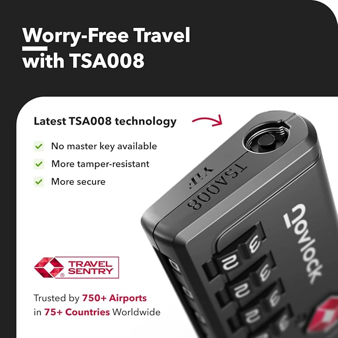 Luggage Locks TSA Approved with Inspection Indicator and Resettable 4-Digit, Easy-to-Read Combination, TSA Locks for Luggage, Suitcases, Backpacks & Travel Bags, Black, 10-Pack