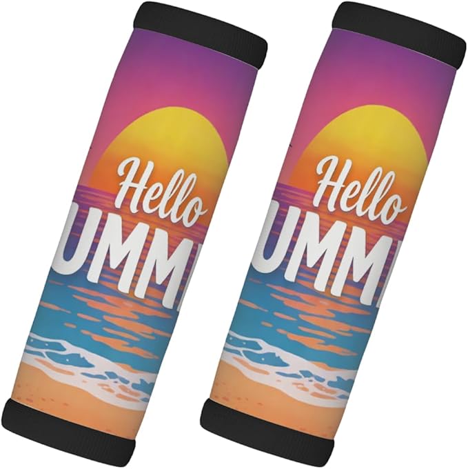 2 Pack Luggage Handle Wrap with Travel Tags - Non-Slip Protective Cover Soft Handle Grips Covers for Suitcase(Hello Summer)