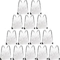 Grneric Drawstring Bags Bulk 14 Pcs Drawstring Backpack Bulk Cinch Bag Sackpack for Men Women Gym (White)