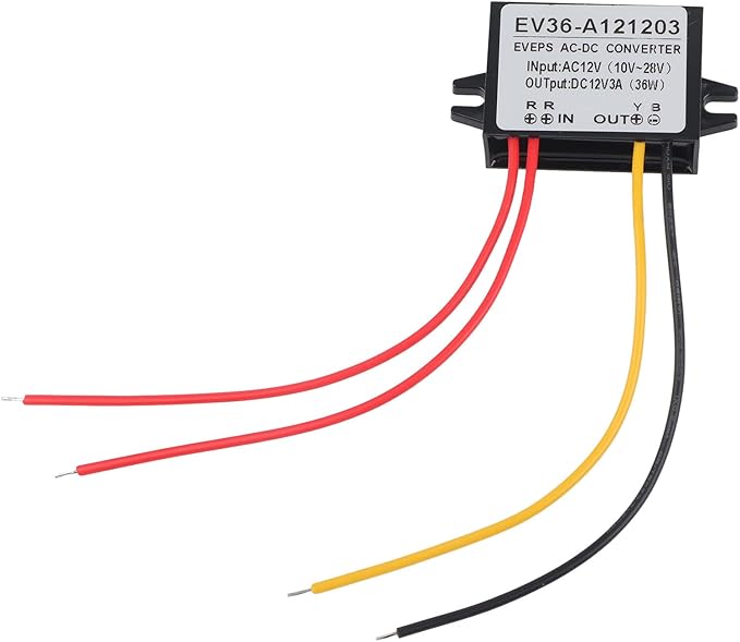 Walfront Step Down Volt Converter AC 10-28V to DC 12V Converter AC-DC Step Down Power Module (3A, Black, 2-Pin, Type A)
