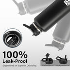 DYSANKY 40 oz Insulated Water Bottle | Thickened Stainless Steel Vacuum Metal | Portable Sports Water Jug for Gym and Hiking with Straw, Carrier Bag, Handle Strap | BPA-Free 40 oz, Black