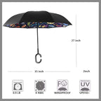 MRTLLOA 40/49/56 Inch Oversize Windproof Inverted Reverse Upside Down Umbrella, Golf Size Rain Umbrella, Double Layer, C-Shaped Handle for Men, Women and Kids
