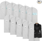 Univivi 10 Pack Suit Bags Garment Bag for Men Storage 40 inch Clothes Cover with Clear Window and ID Card Holder for Suit Jacket,Skirt, Shirt and Coat - Grey