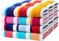 Kaufman - Joey Velour Colored Classic Multi-Color Stripe Beach & Pool Towel - Large 100% Combed Cotton Beach Towel - Soft & Absorbent Colorful Towels - 32" x 62" - 12 Pack