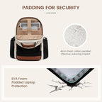 LOVEVOOK Laptop Backpack for Women with Pouch Pocket for Large Capacity Cup,17 Inch Teacher Nurse College Work Backpack Purse,Waterproof Laptop Bag Computer Back Pack for Travel, Khaki-Coffee-Black