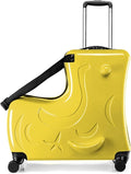 22 Inch Kid Ride Suitcase, Kid Travel Trolley With Safety Belt, Kids Luggage Seat Ride With Lock, Luggage For Kids Airplane Travel,Suitcase To Aged 1-6 Years Old, ABS+PC (Yellow)