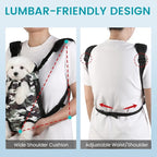 Dog Backpack Carrier, Front Pocket for Essentials, Pet Sling Front Backpack for Small Medium Dogs 10-16 Lbs, Legs Out, Adjustable Wearable Puppy Chest Travel Bag, Easy-Fit for Hiking/Walking/Camping