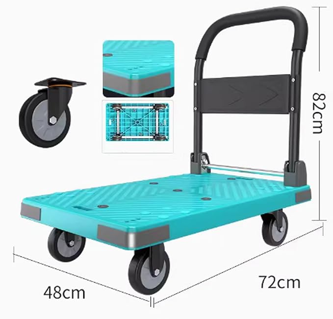 Folding Hand Truck, Platform Cart, Flatbed n with Swivel Wheels, Versatile Moving Trolley for Office and Home Use