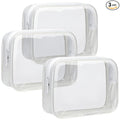 F-color TSA Approved Toiletry Bag 3 Pack Medium - Clear Makeup Bag Travel Quart Size for Women Men, Clear Cosmetic Bag Airport Airline Compliant Carry on Bag, Active White Matte