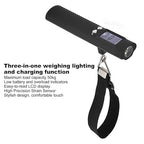 3 in 1 Digital Luggage Scale, 110lbs Capacity LCD Display Portable Hanging Suitcase Weight Scale with Flashlight for Travel